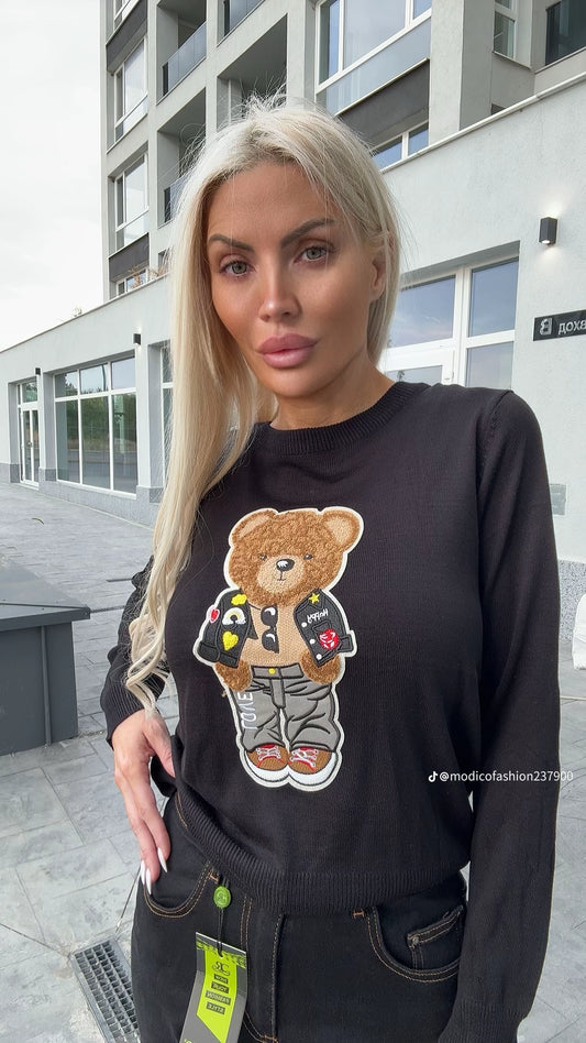 Блуза с дълъг ръкав "Мече"
