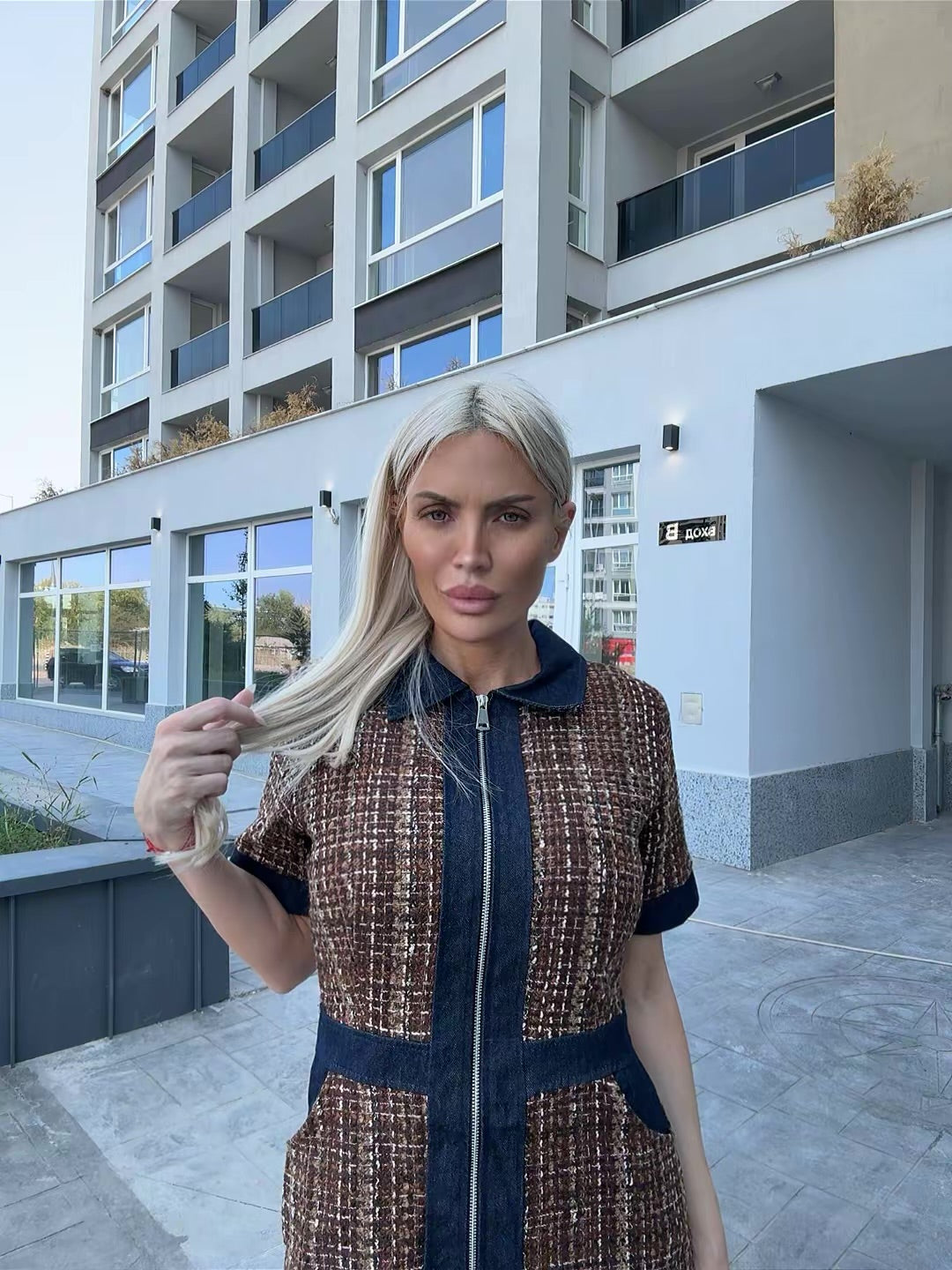 Рокля деним и букле