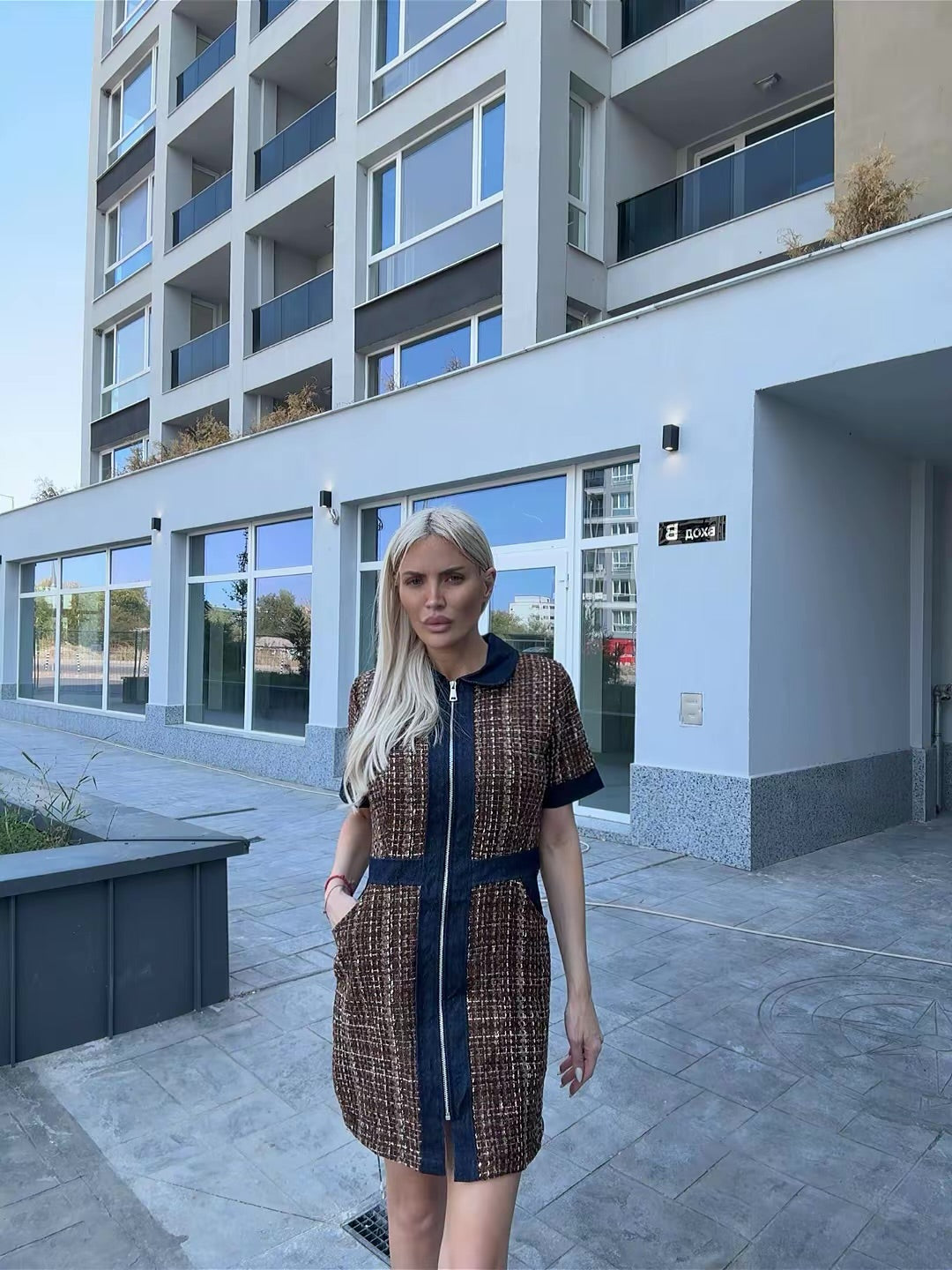 Рокля деним и букле